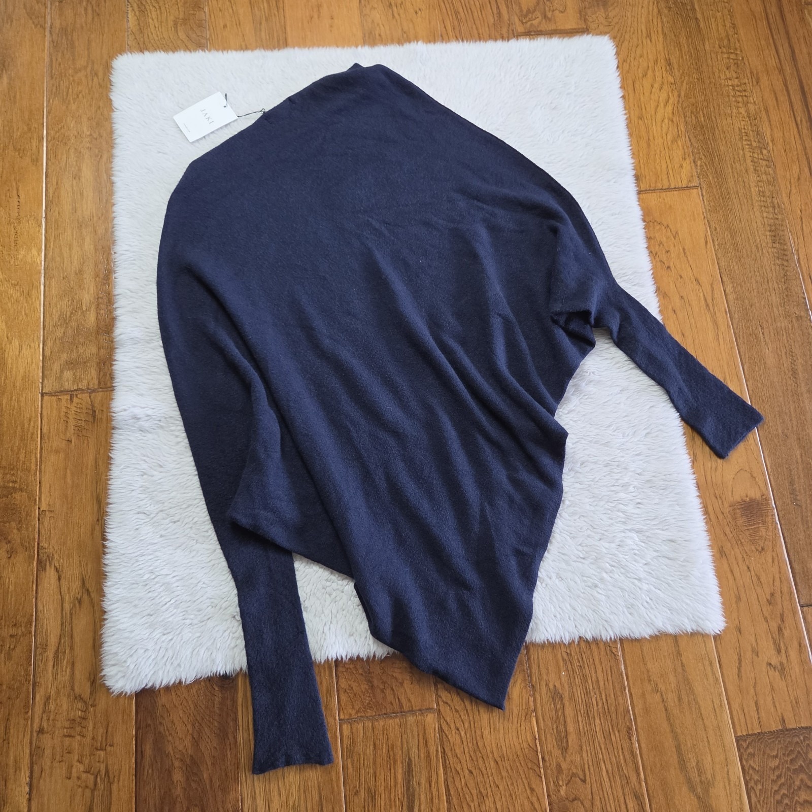 Nwt Jaki London Asymmetric Draped Sweater Women's L/Xl Made In Italy Navy Blue — image 3 of 7